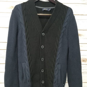 Nautica Navy/Black Button front Sweater Large